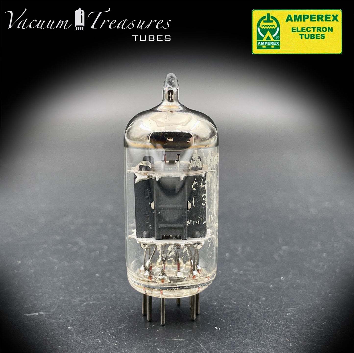 12AX7 ( ECC83 ) NOS AMPEREX Bugle Boy Short Plates Halo Getter Tested Tube MADE IN HOLLAND