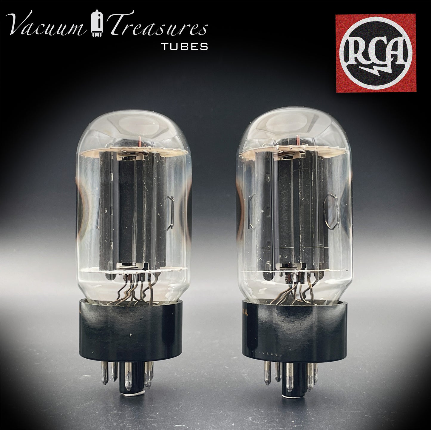 6L6GC RCA Black Plates Double Side D Getter – Matched Pair – Amplitrex Tested – Made in USA 1961