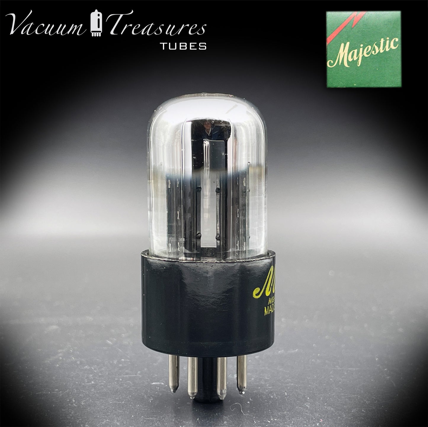 6SN7GTA NOS MAJESTIC by SYLVANIA CHROME TOP AMPLITREX Tested Tube Made in USA '50s