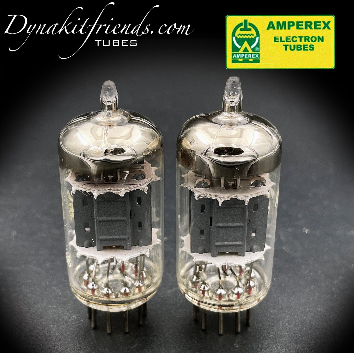 ECC83 ( 12AX7 ) Amperex Bugle Boy Short Plate Large O Getter Holland 1961 Matched Pair Valve Tubes