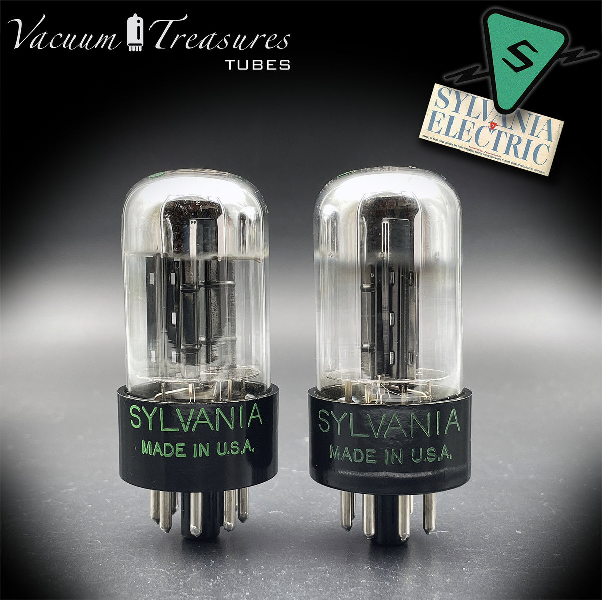 6SN7GTA NOS SYLVANIA Chrome Top Matched Pair - Same Production Code - Low Noise & Microphonics - AMPLITREX Tested