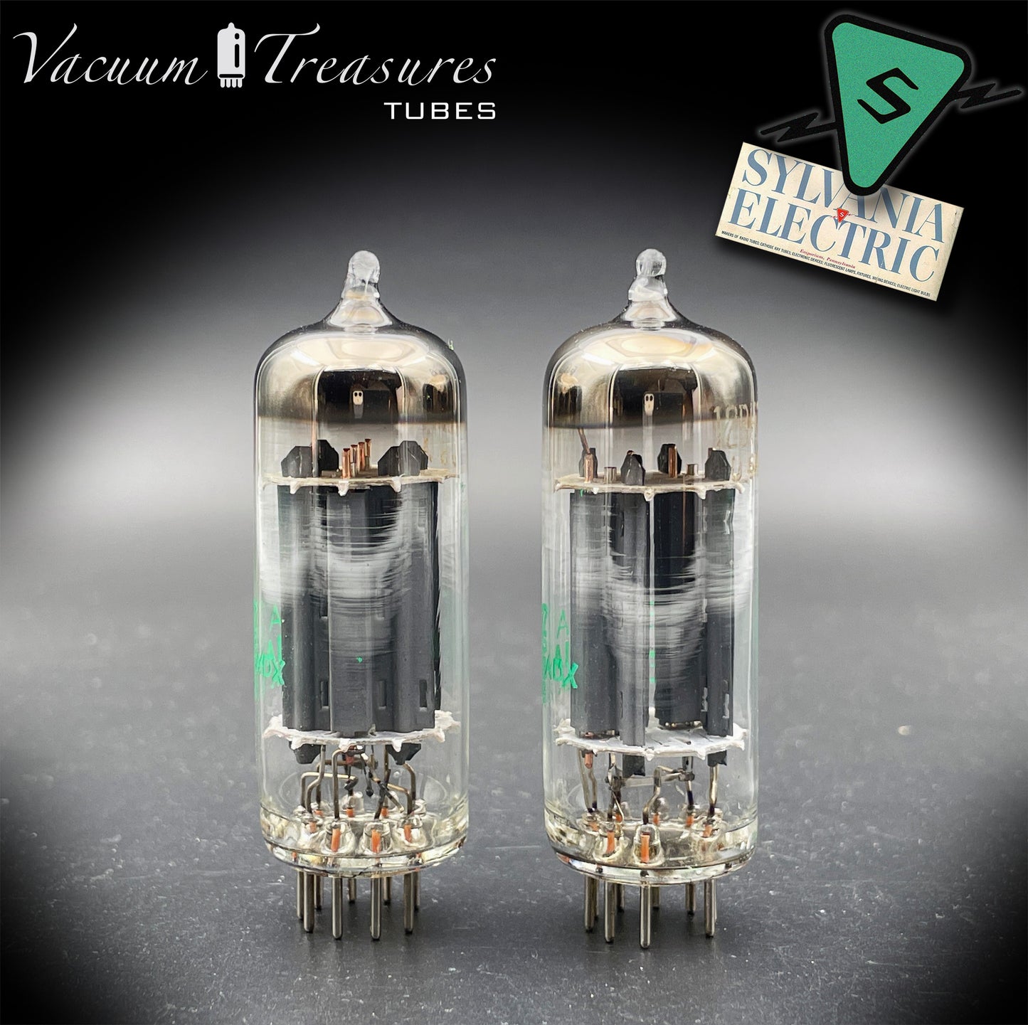 12BH7A NOS NIB Sylvania Gray Plates Halo Getter Matched Pair Tubes USA 1975