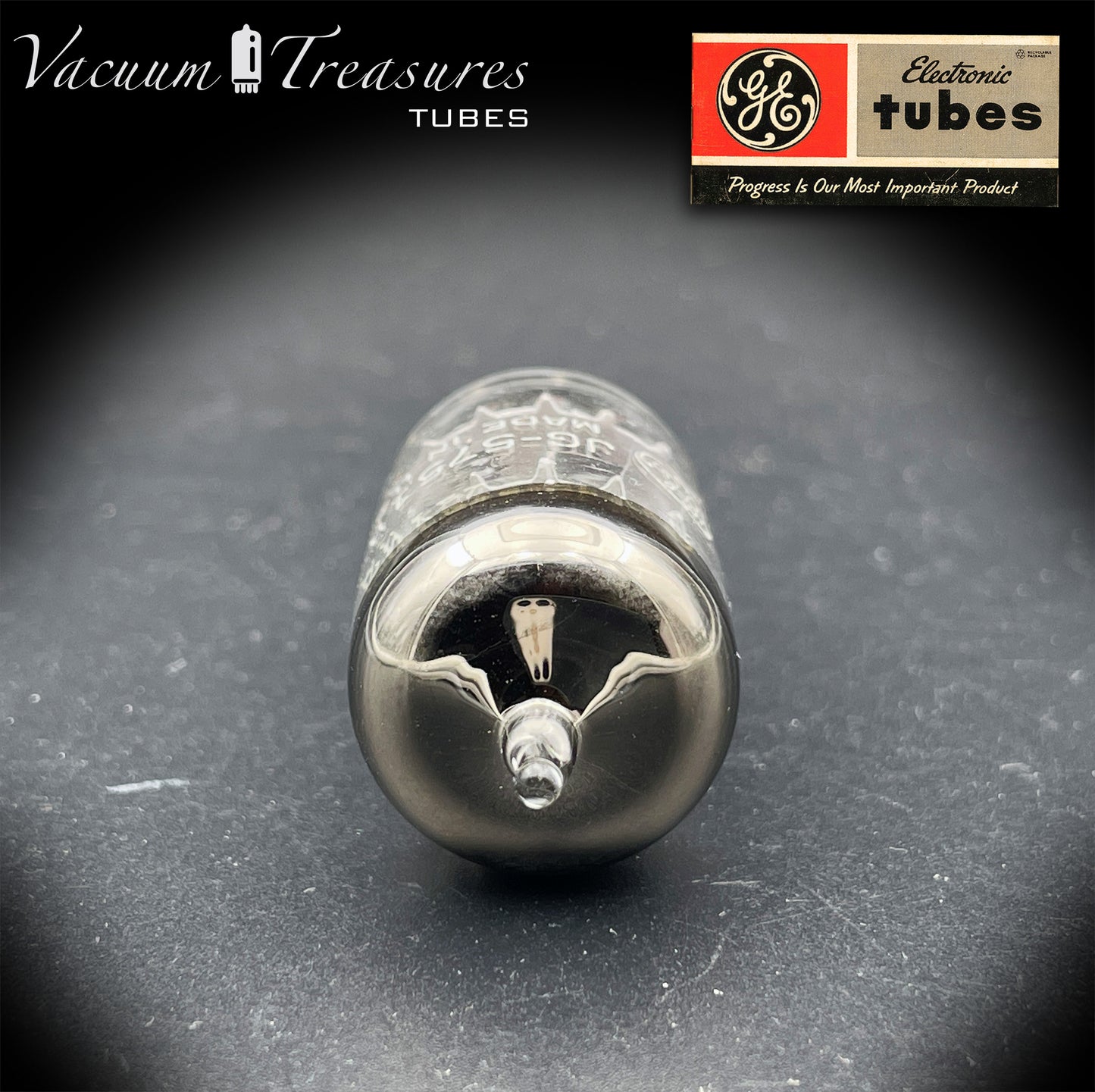 JG 5751 WA GE NOS Triple Mica Black Plates Amplitrex Tested Tube Made in USA '56