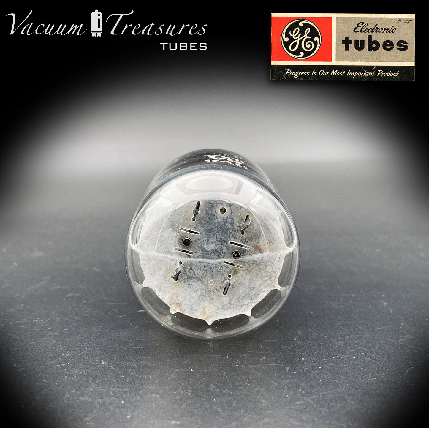 5V4GA GE NOS Gray Plates Side Square Getter Rectifier Tube Made in USA