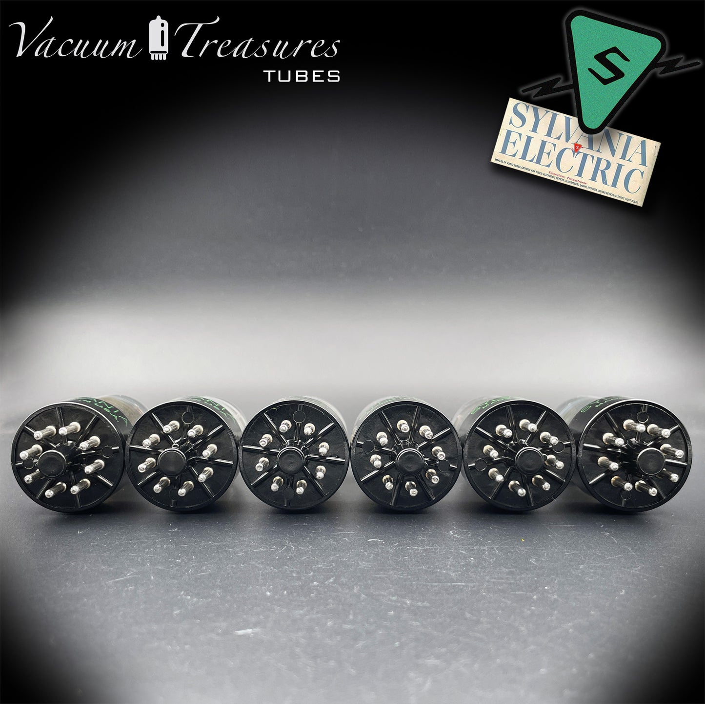 6SN7GTB NOS SYLVANIA CHROME TOP Matched Sextet -Same Codes - Tubes USA 1955