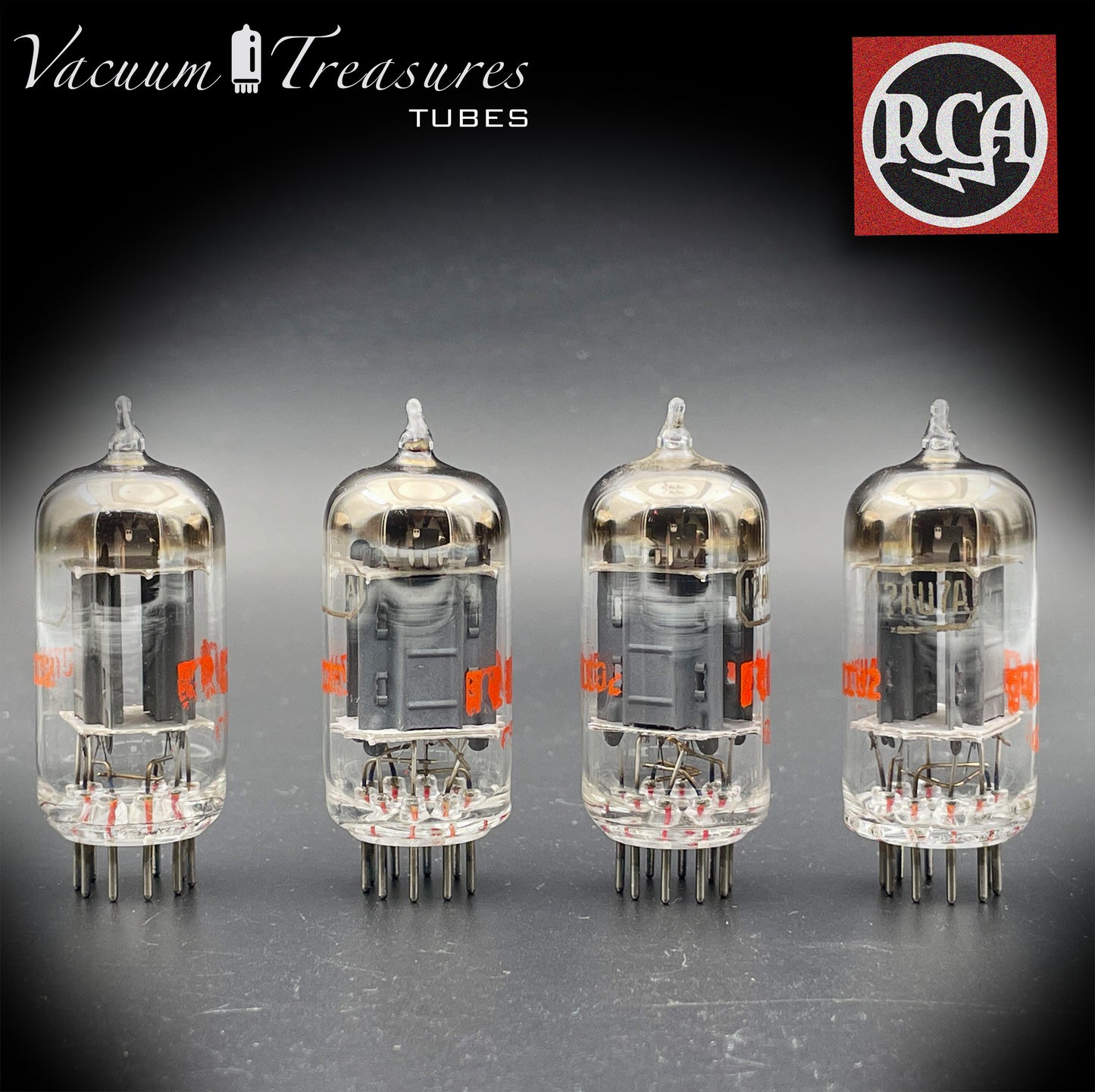 12AU7 A ( ECC82 ) RCA NOS Long Gray Plates Halo Getter Matched Tubes Made in USA