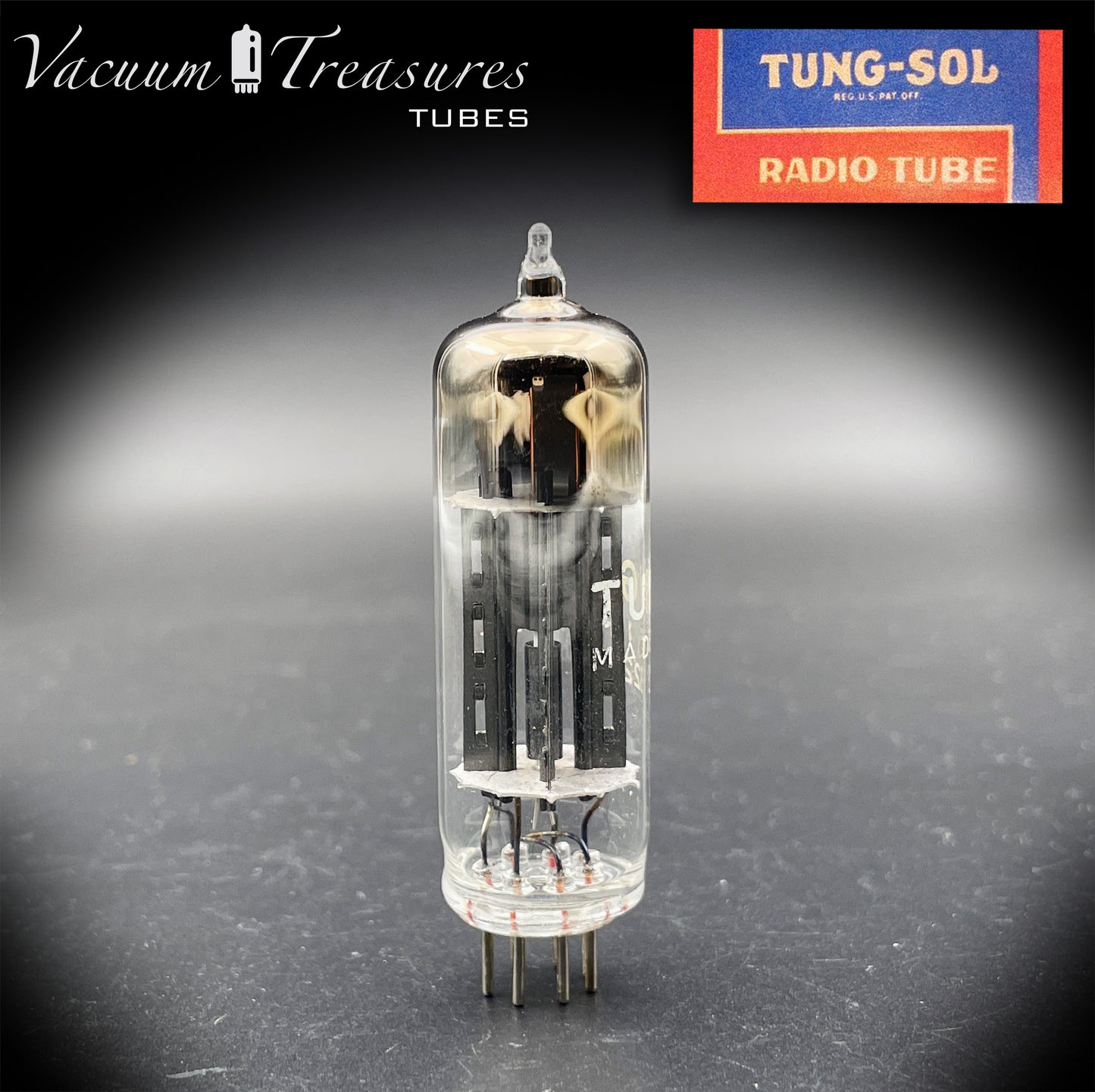 12X4 TUNG-SOL NOS NIB Black Plates Square Getter Tube Rectifier Made in USA '50s