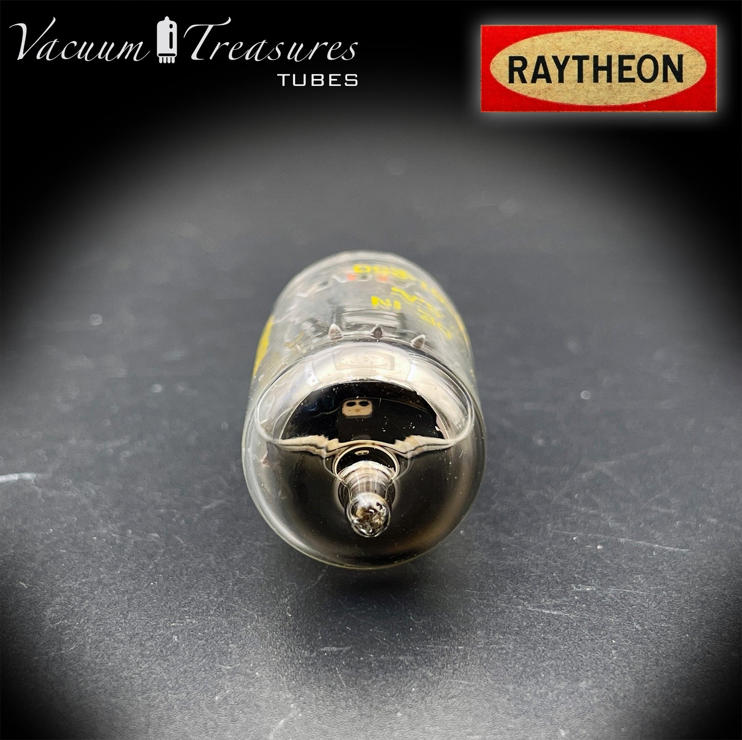 12AX7A ECC83 Baldwin RAYTHEON Tested Tube – Long Black Plates Halo Getter USA 1960s
