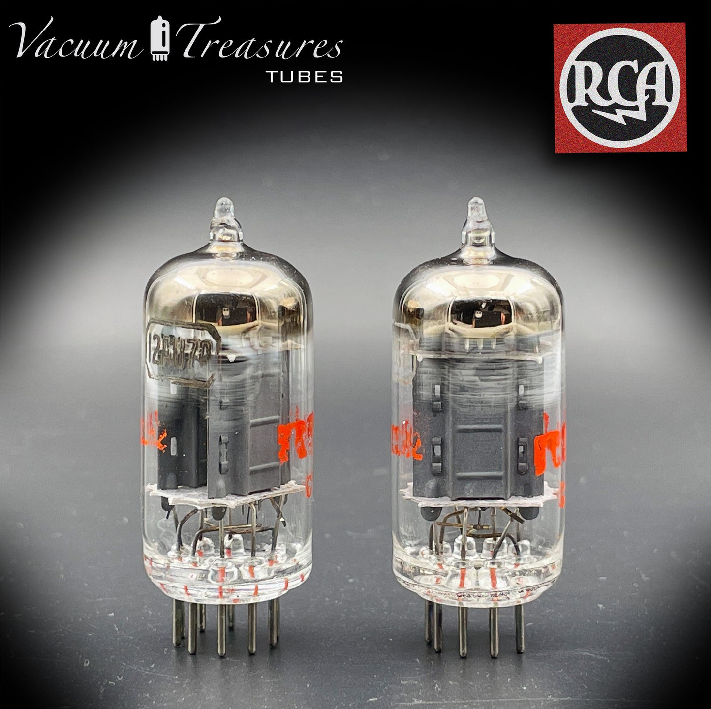 12AU7 A ( ECC82 ) RCA NOS Long Gray Plates Halo Getter Matched Tubes Made in USA