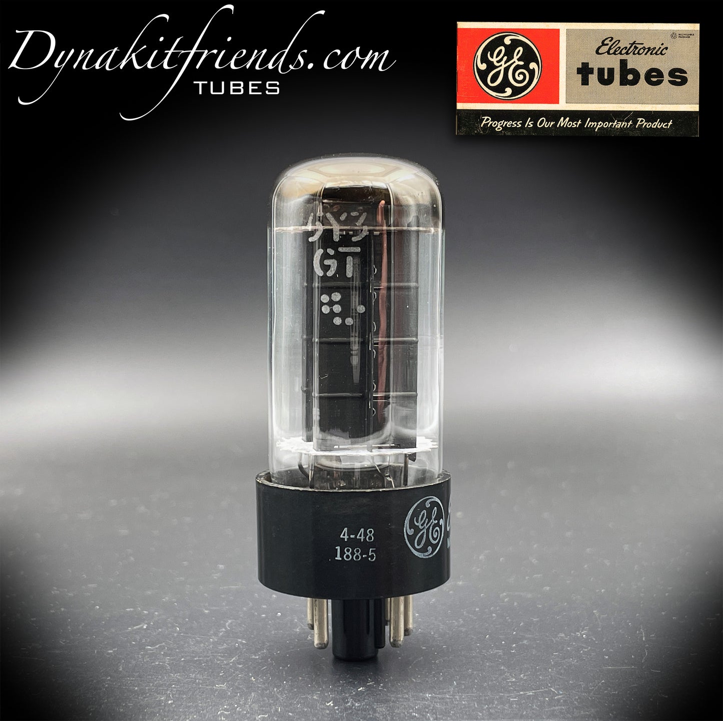 5Y3GT (5Z2P) GE NOS Schwarzplatten-D-Getterröhren-Gleichrichter, hergestellt in den USA