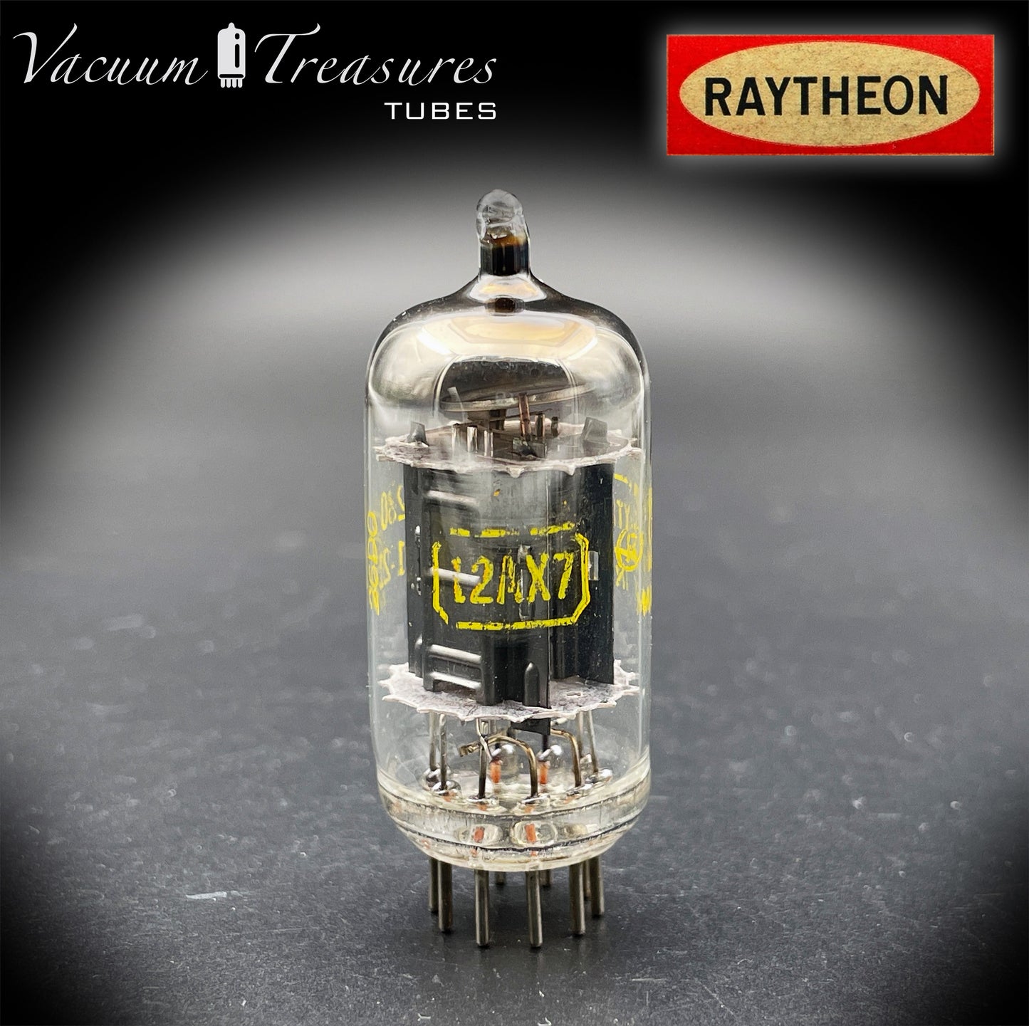 12AX7 / ECC83 NOS RAYTHEON Long Black Plates Tested Tube - Balanced - Made in USA '61