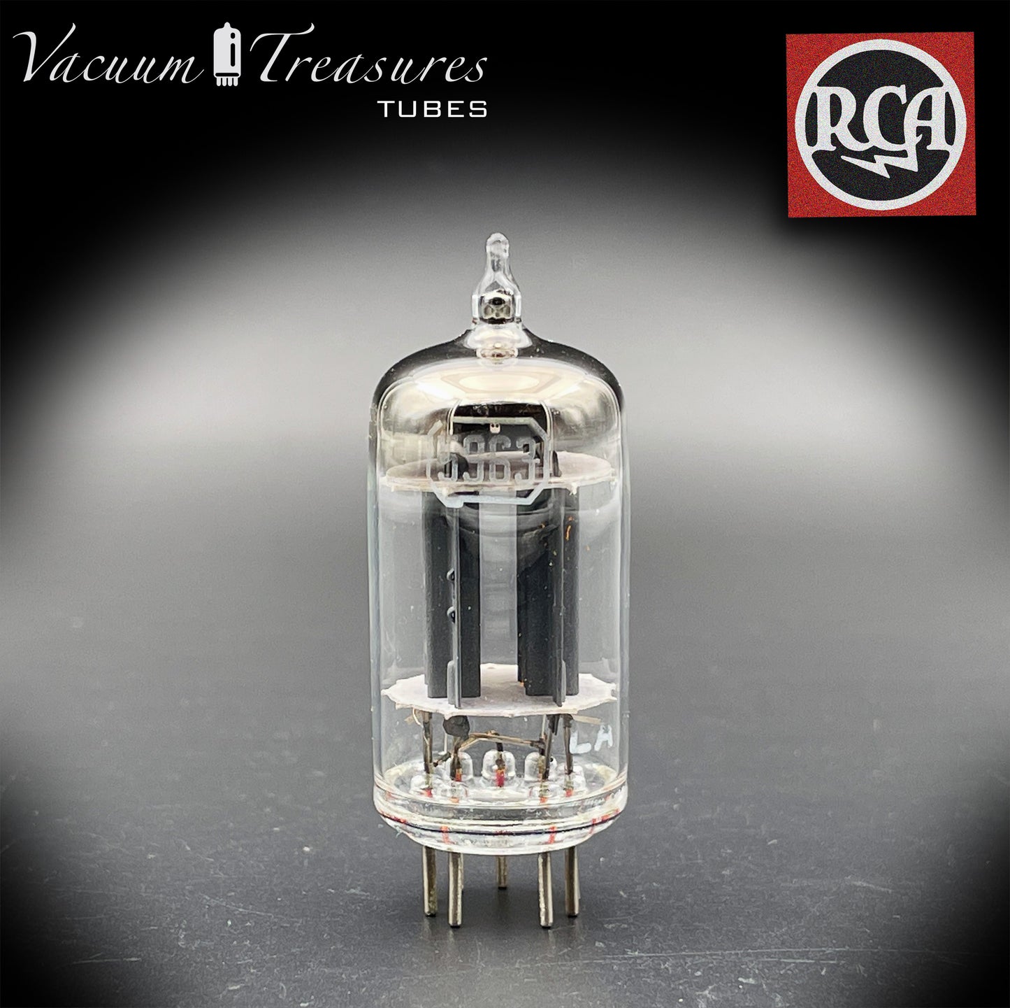 5963 ( ECC82 12AU7 WA ) RCA Long Gray Plates Rare Foil Getter AMPLITREX Tested Tube Made in USA '50s