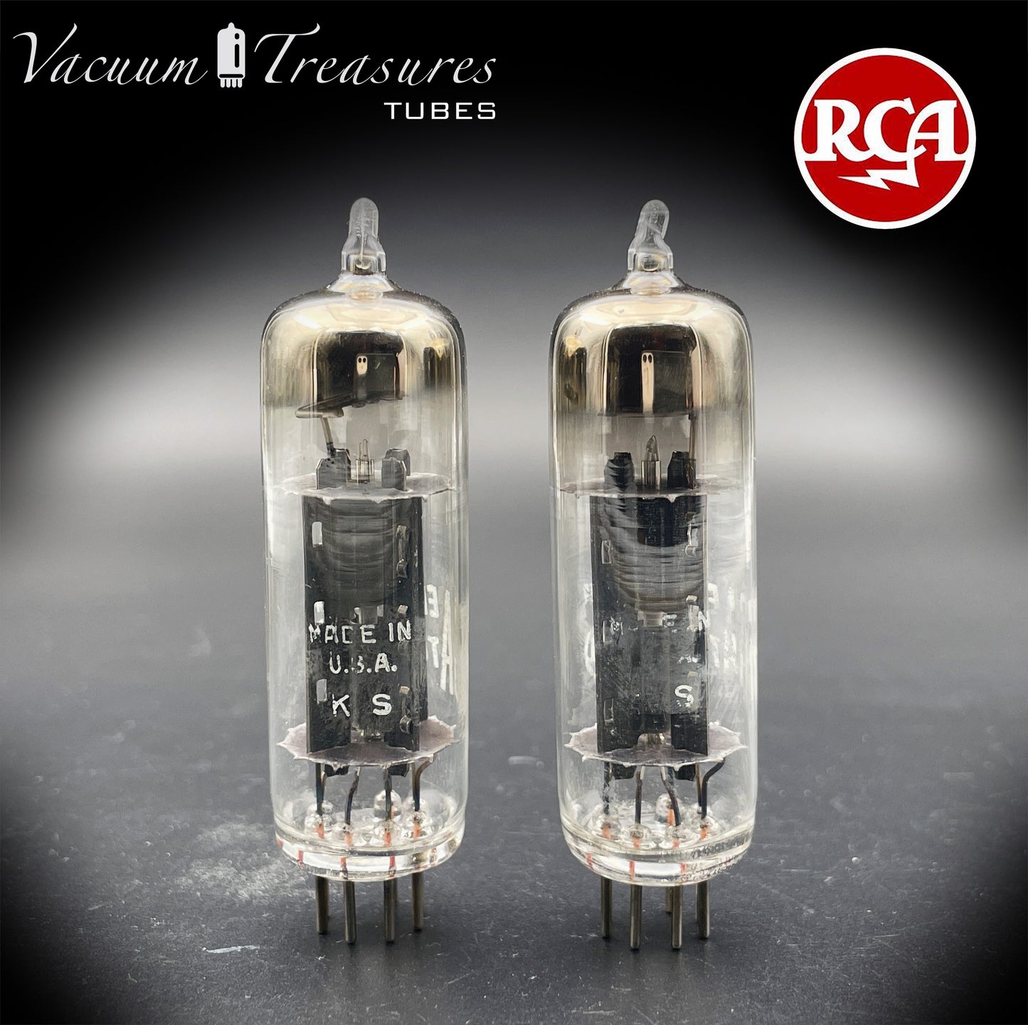 12X4 RCA NOS NIB Matched Pair Black Plates Foil Getter Tubes Rectifiers Made in USA '58