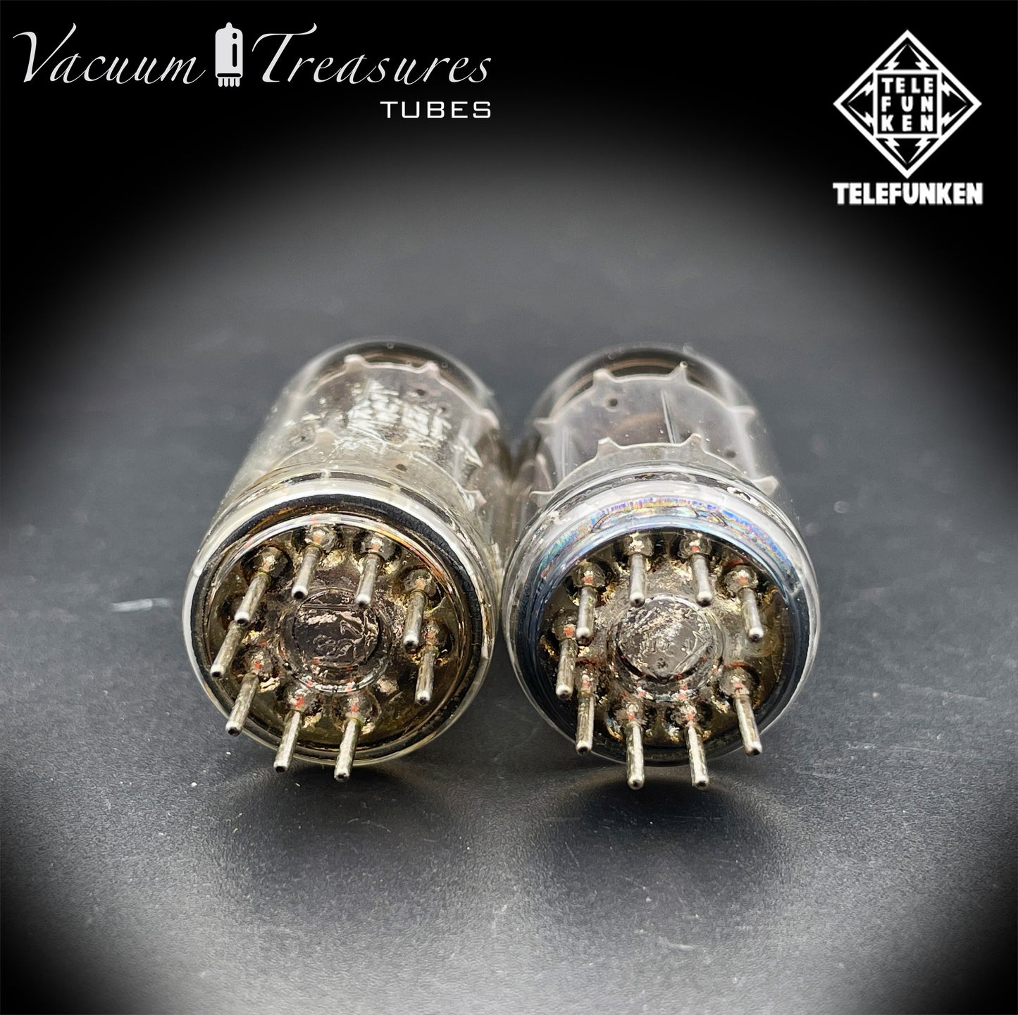 12AX7 ECC83 TELEFUNKEN Matched Pair Tubes – Smooth Plates Diamond Bottom Made in Western Germany