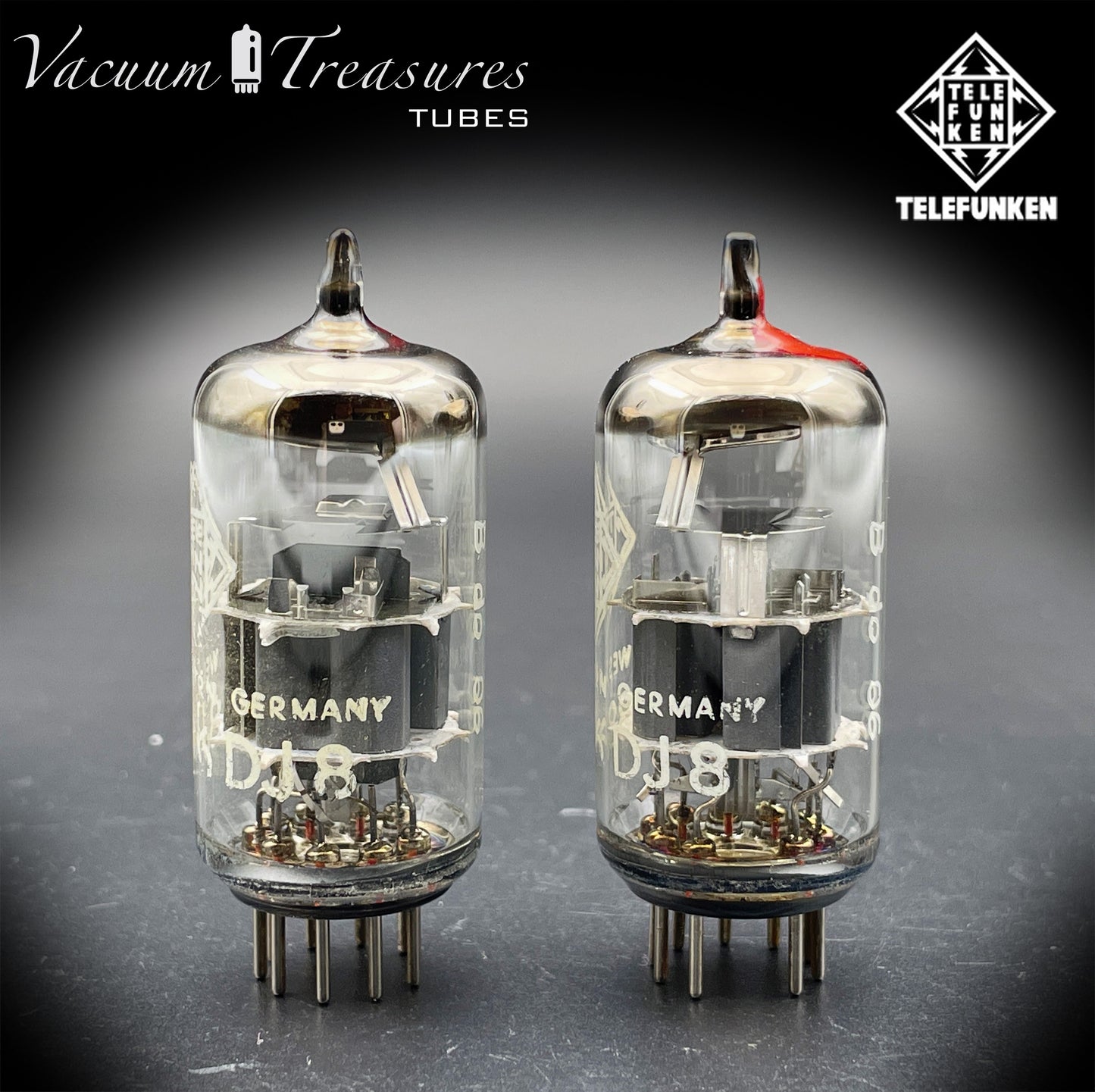 ECC88 6DJ8 TELEFUNKEN Matched Pair Red Dot Same Data Code Diamond <> Bottom Berlino Tubes Made In Western Germany