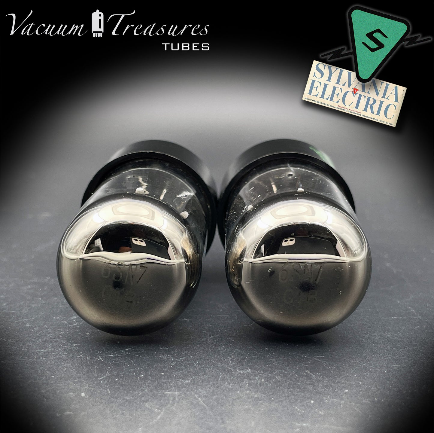 6SN7GTB Baldwin by SYLVANIA Matched Pair Black Plates Tubes Same Codes Made in USA '61