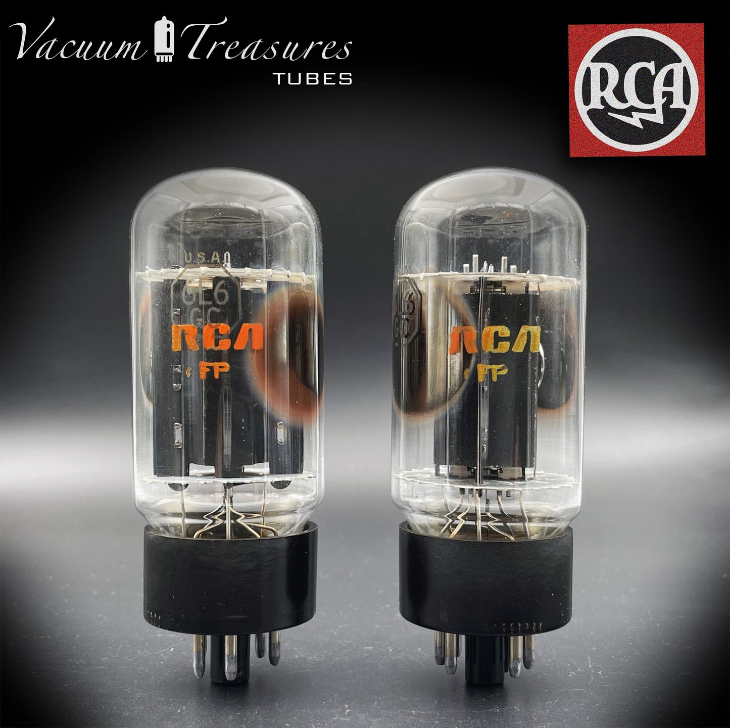 6L6GC RCA Black Plates Side OO Getter Matched Tubes Hergestellt in den USA