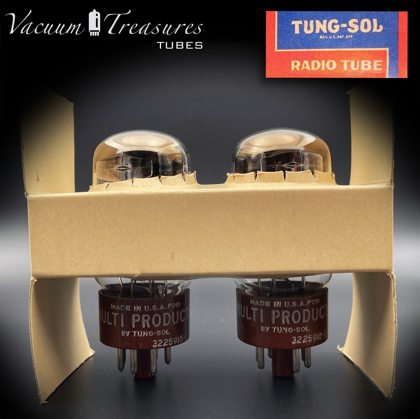 5881 (6L6WGB) TUNG-SOL NOS Par de tubos de vacío con base marrón combinados Fabricado en EE. UU.