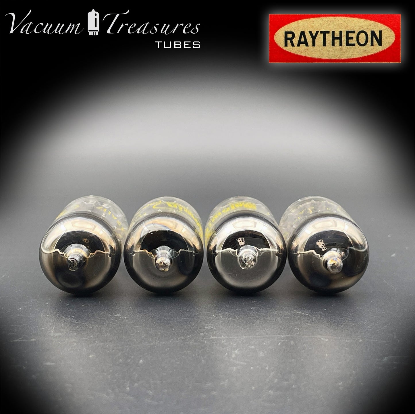 12AU7 ( ECC82 ) NOS RAYTHEON for Baldwin Long Black Plates Halo Getter Matched Tubes Made in USA '59