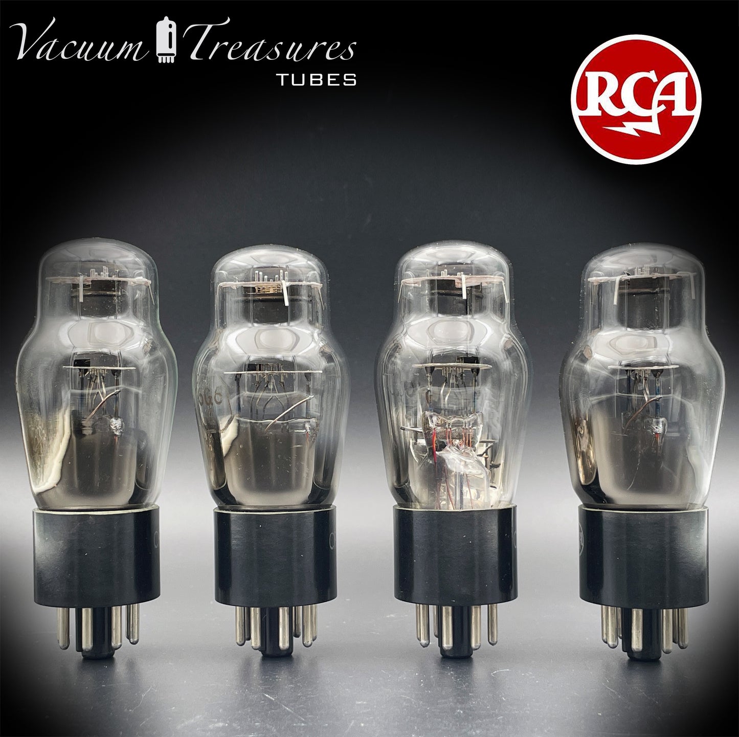 6G6G = VT-198A = 6G6GT RCA NOS NIB Matched Quad Black Plates Square Getter Power Pentode USA