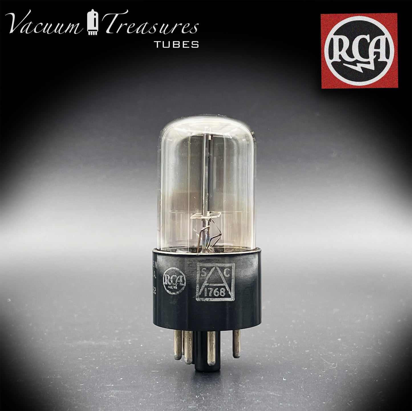 JAN CRC 6X5 GT ( 6Z5P ) RCA Black Plates D Getter Rectifier Tube MADE IN USA '53