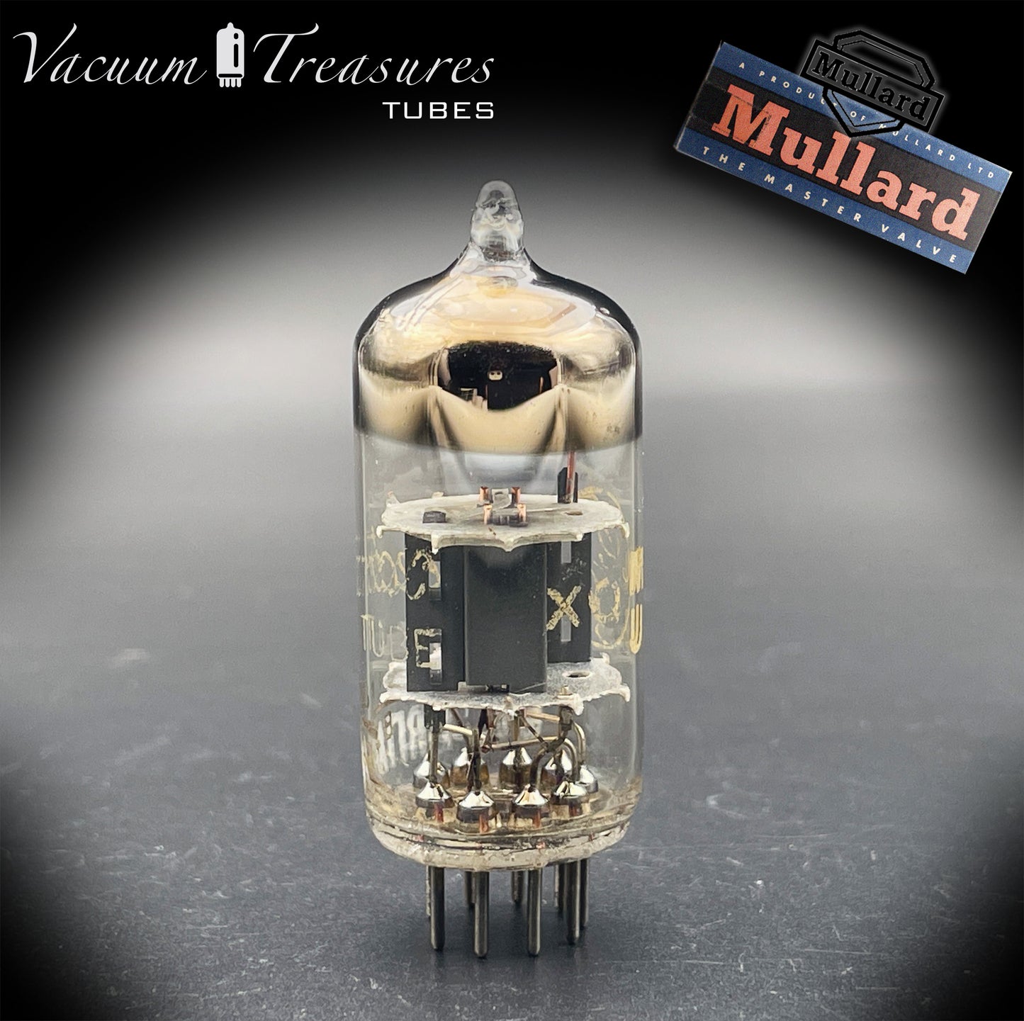 12AT7 / ECC81 GE by MULLARD Blackburn Wing Gray Plates Halo Getter Tested Tube MADE IN GT. BRITAIN