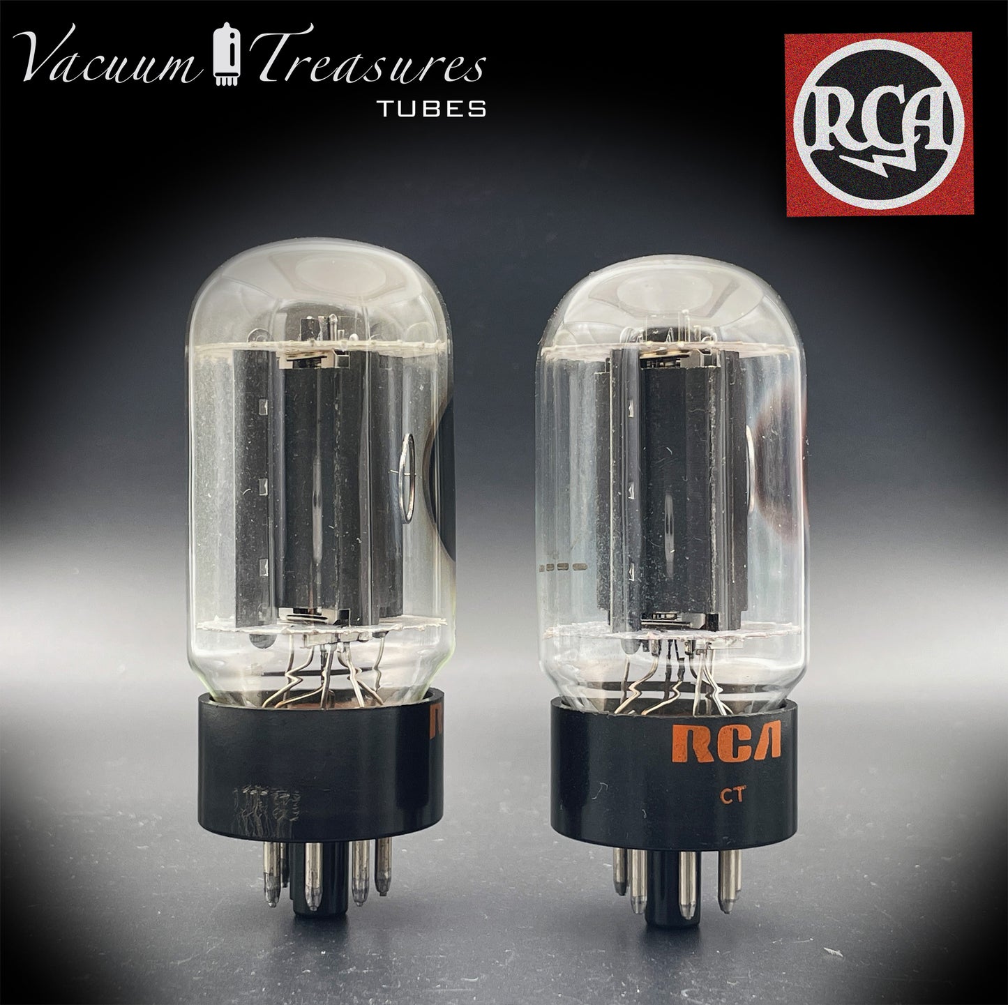 6L6GC RCA Black Plates Side Halo Getter – AMPLITREX Matched Pair – Made in USA – Like NOS