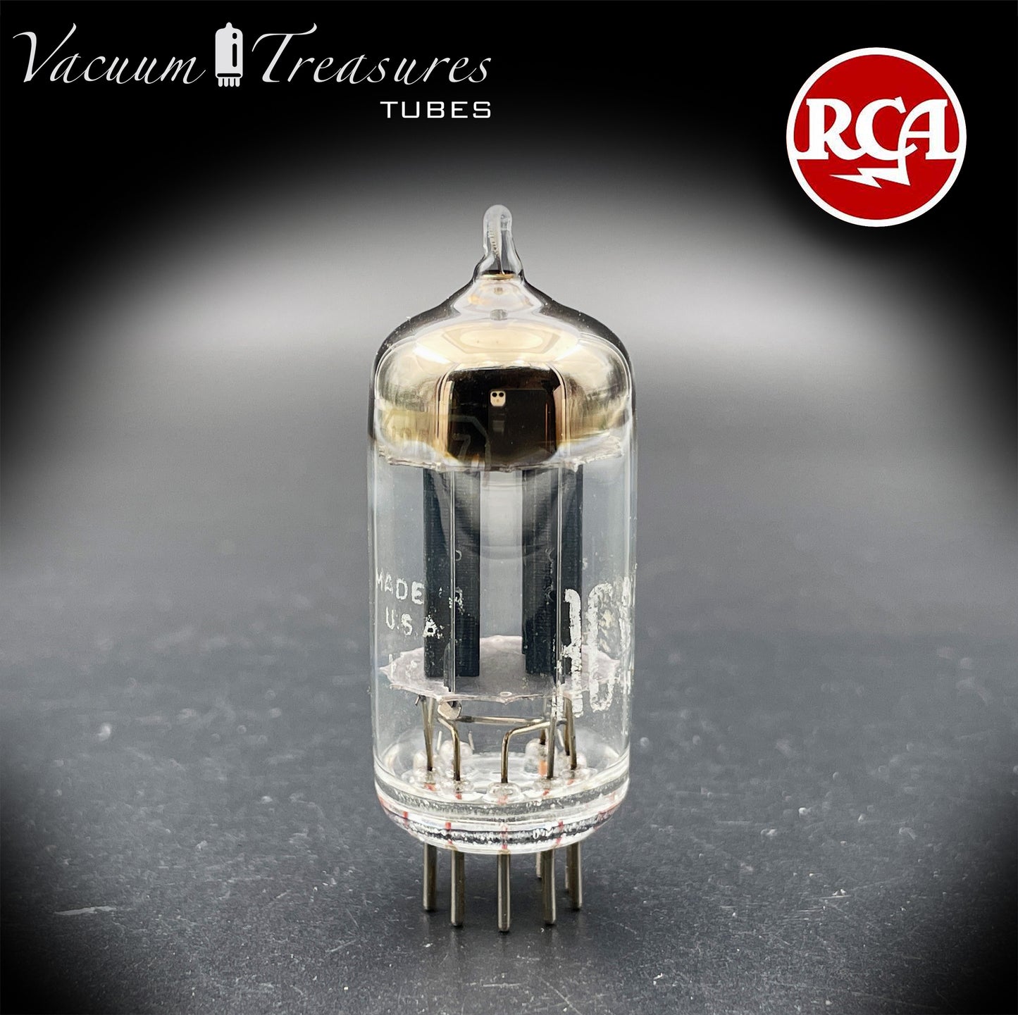 12AX7 ECC83 NOS RCA Long Black Plates Square Getter Tested Tube USA 1950s