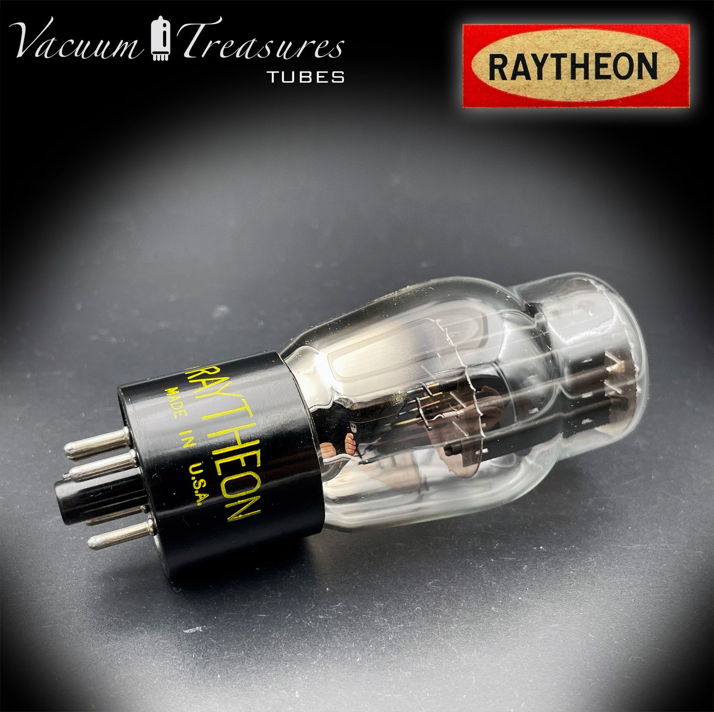 5V4G / GZ32 RAYTHEON ST Shape Black Plates Bottom D Getter Tested Tube Made in USA '56