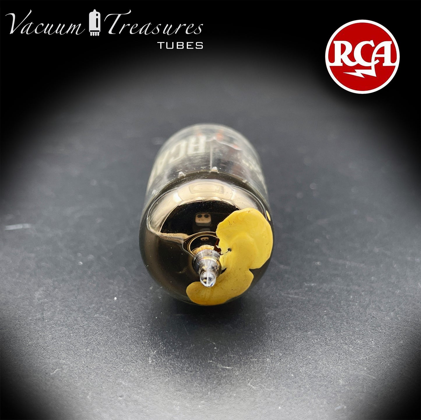 12AX7 ECC83 NOS RCA Long Black Plates Yellow Tip Square Getter Tested Tube USA 1955
