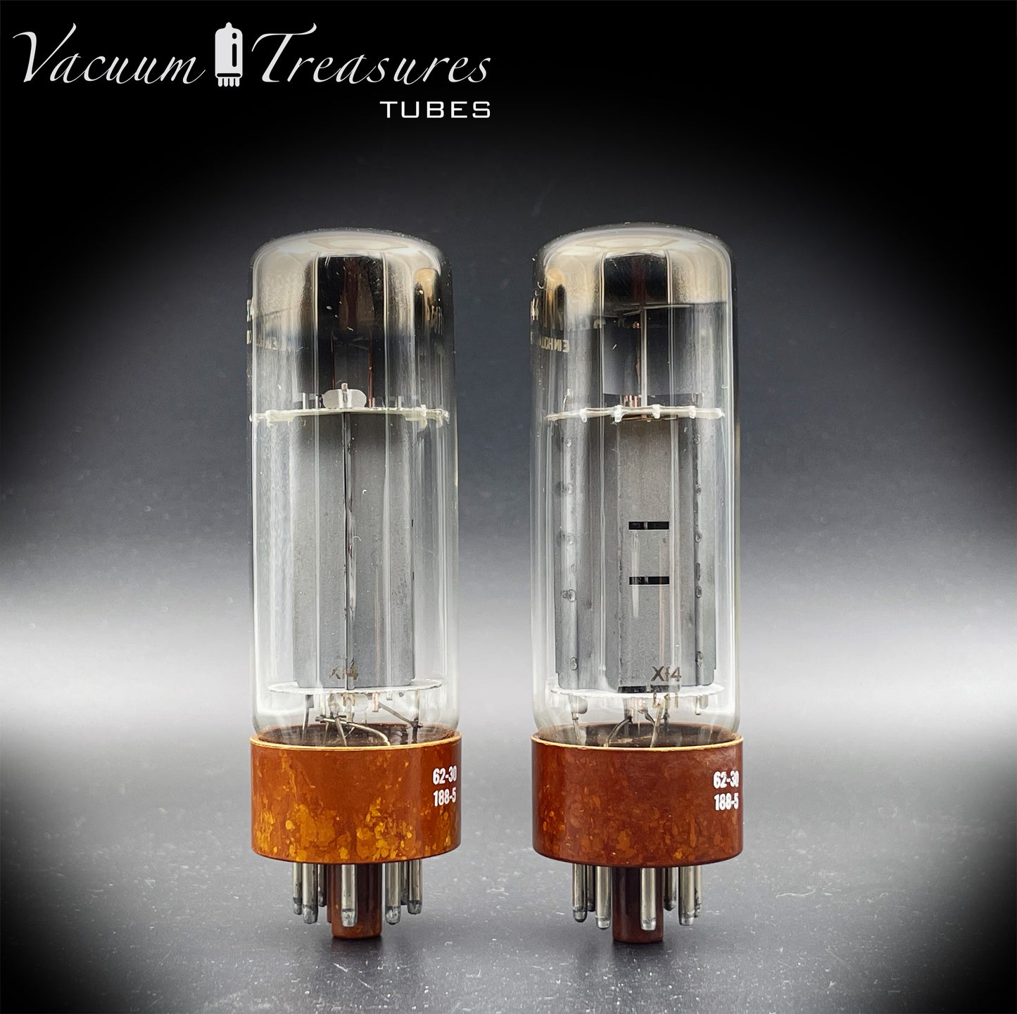 6CA7 EL34 GE Xf4 Philips/MBLE Brown Base DD-Getter NOS NIB Matched Pair Made in Holland '61