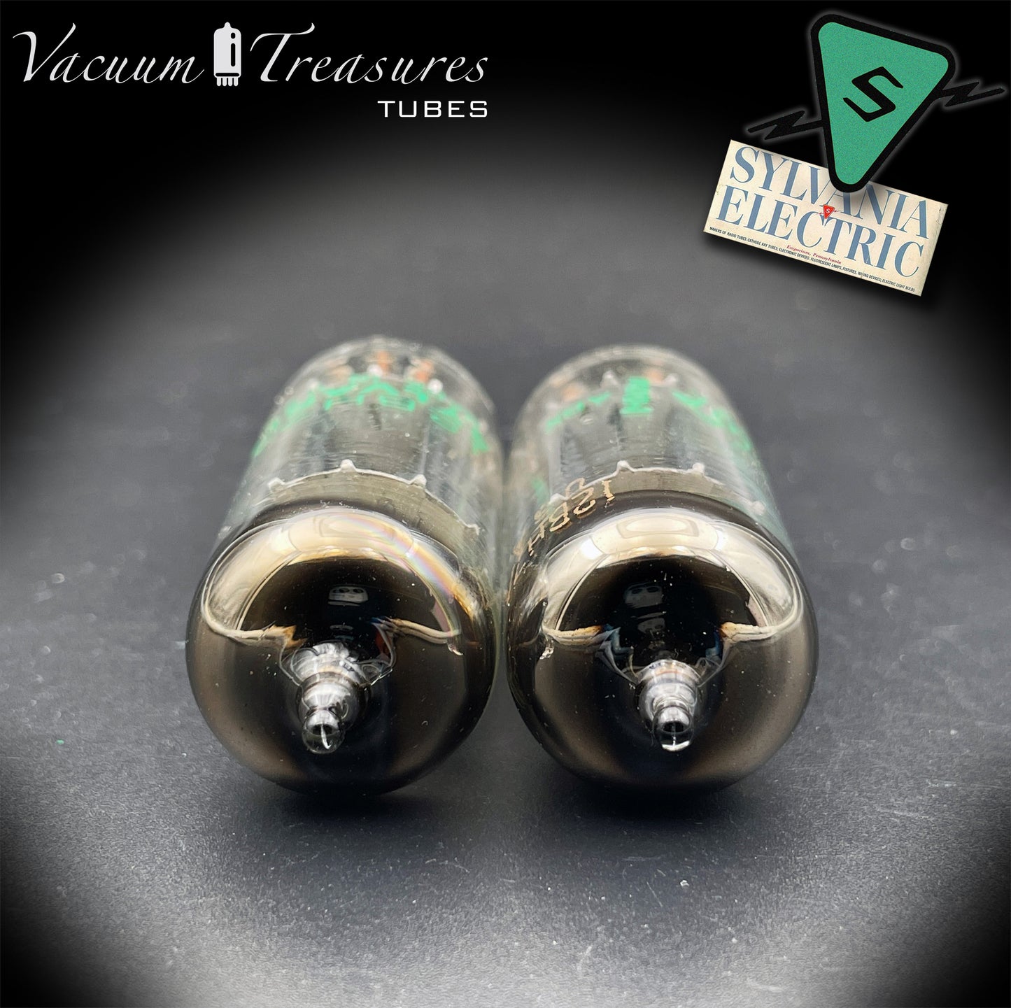 12BH7A ( 7032 ) NOS NIB Sylvania Gray Plates Halo Getter Matched Pair Tubes USA 1975
