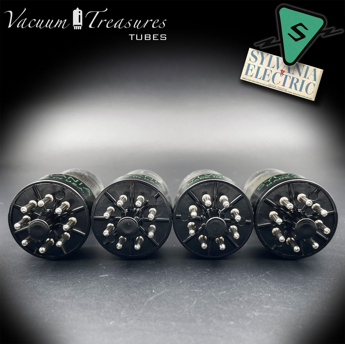6SN7GTA NOS SYLVANIA Chrome Top Matched Quad - Same Production Code - Low Noise & Microphonics - AMPLITREX Tested