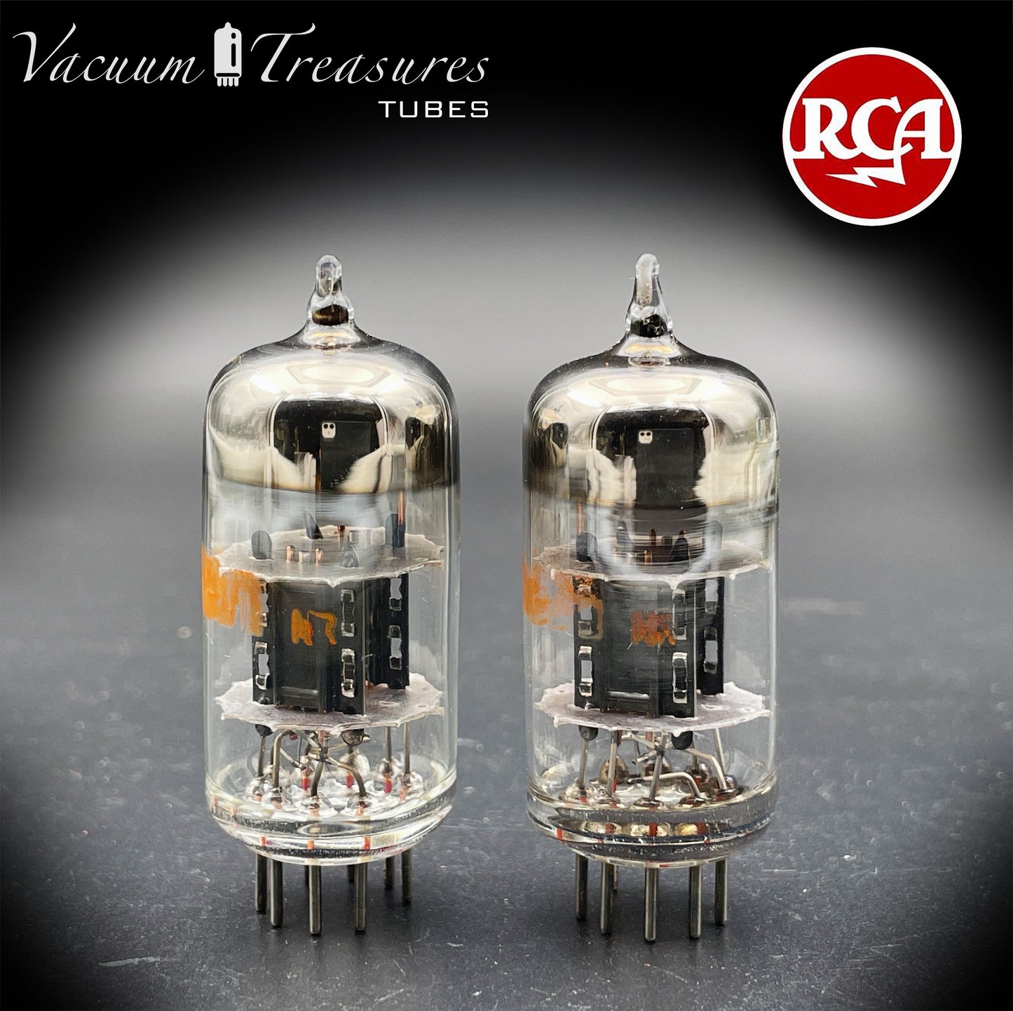 12AV7 RCA NOS NIB Black Plates Halo Getter Matched Pair Tubes Made in USA