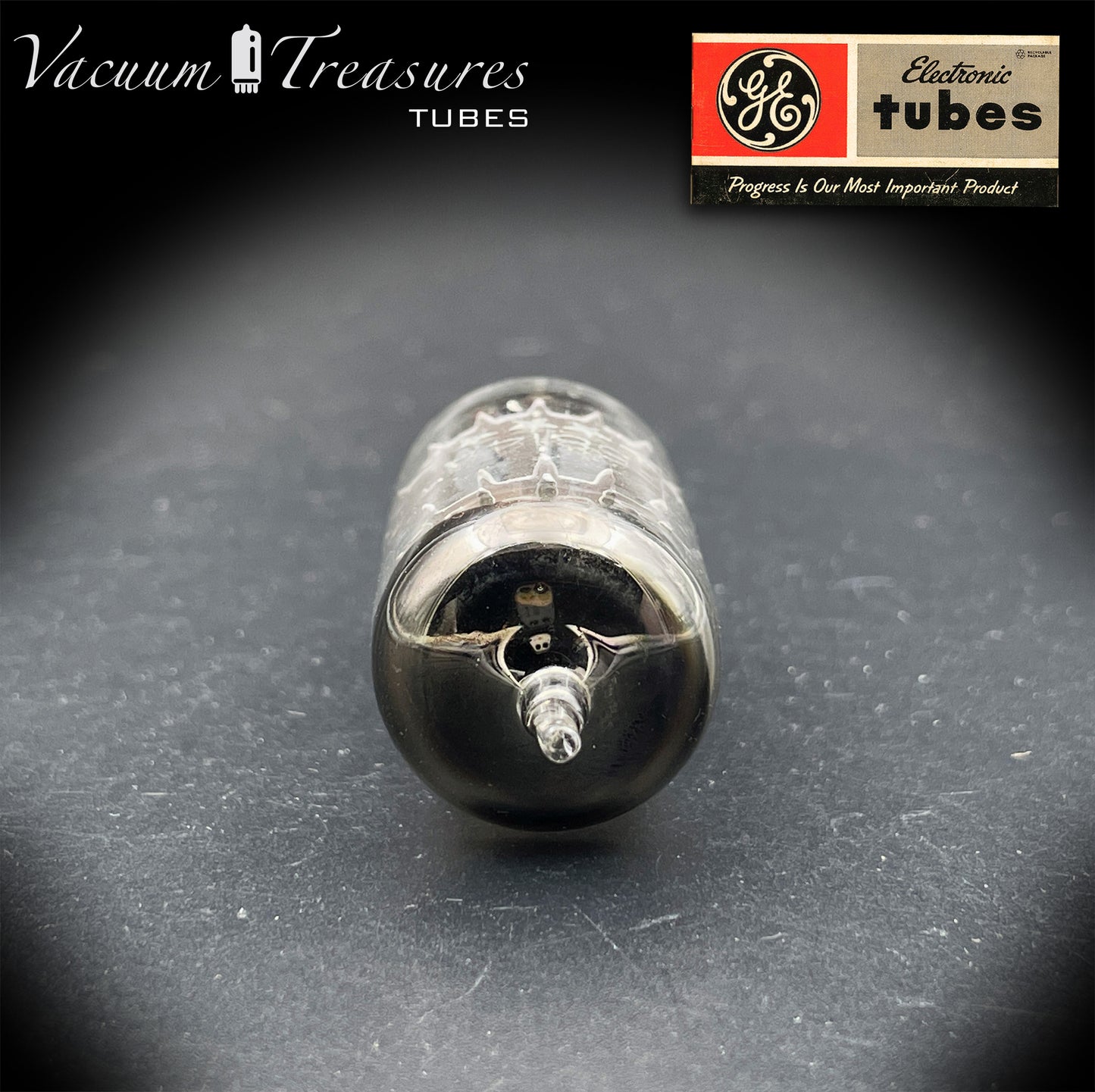 5814A / 12AU7WA / E82CC GE NOS NIB Five Stars Triple Mica Gray Plates Horse Shoe Getter Made in USA