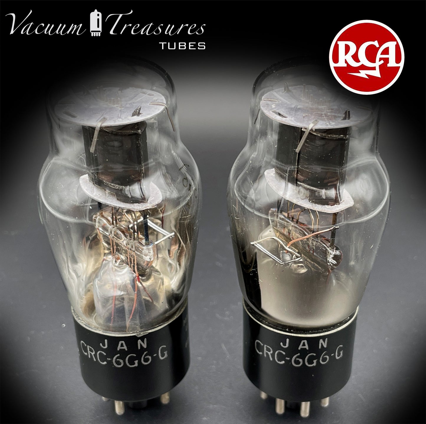 6G6G = VT-198A = 6G6GT RCA NOS NIB Matched Pair Black Plates Square Getter Power Pentode USA