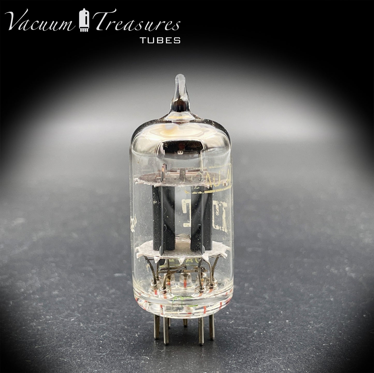 12AU7 / ECC82 NOS ITT Short Gray Plates Halo Getter AMPLITREX Tested – Low Noise & Microphonics Tube