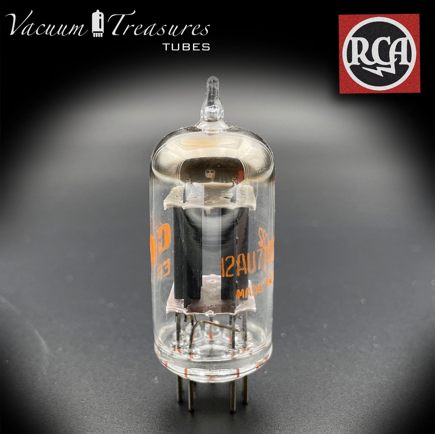 12AU7 A ( ECC82 ) RCA NOS NIB Long Gray Plates Halo Getter Tested Tubes Made in USA