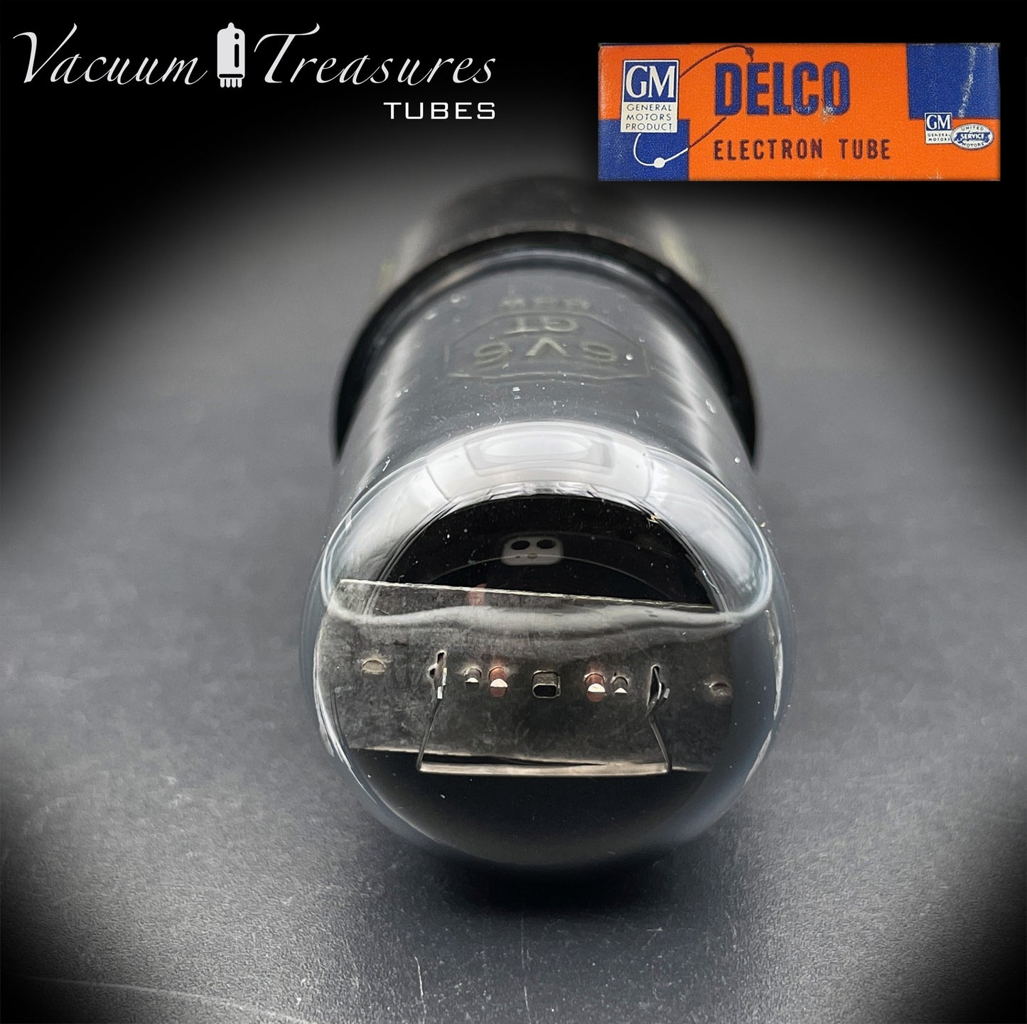 Getter de lámina de vidrio negro 6V6 GT DELCO de SYLVANIA Tubo probado Hecho en EE. UU. '48