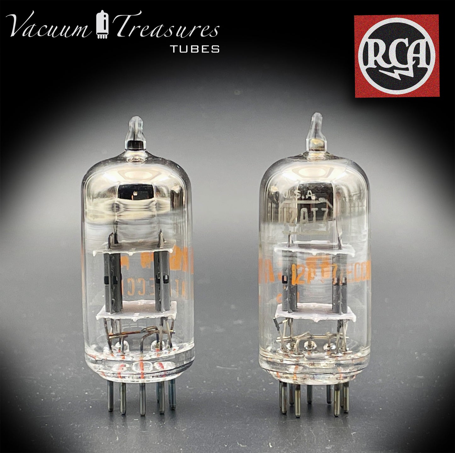 ECC81 ( 12AT7 ) RCA NOS NIB Gray Plates Halo Getter Matched Tubes MADE IN USA