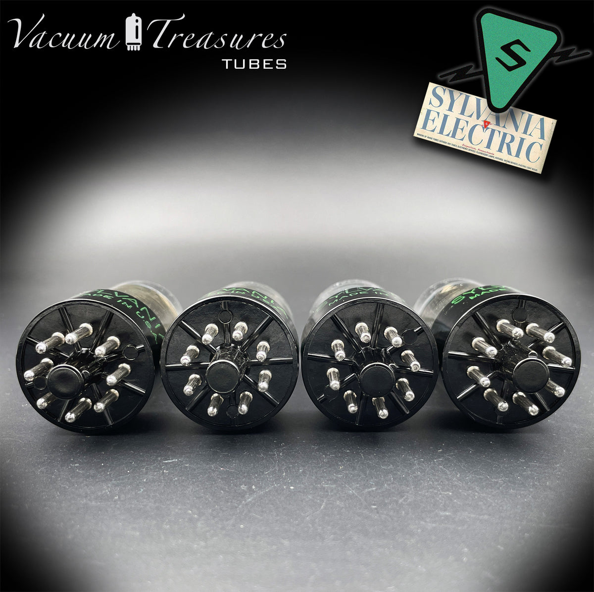 6SN7GTA NOS SYLVANIA Chrome Top Matched Quad - Same Production Code - Low Noise & Microphonics - AMPLITREX Tested