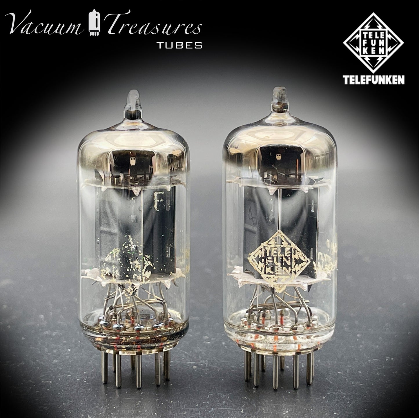 12AX7 / ECC83 TELEFUNKEN Tested Pair Tubes – Ribbed Plates Diamond Bottom Made in Germany