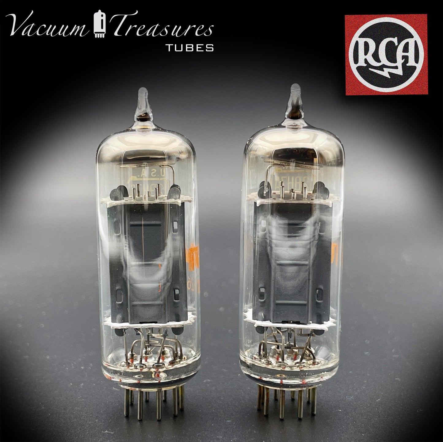 12BH7 A RCA Gray Plates O Getter Matched Pair Tubes Made in USA '73