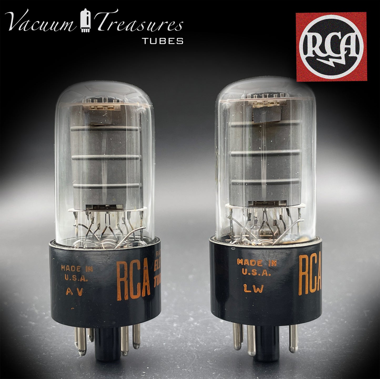 6V6 GTA RCA Grey Plates Bottom Double [] Getter AMPLITREX Matched Tubes Made in USA