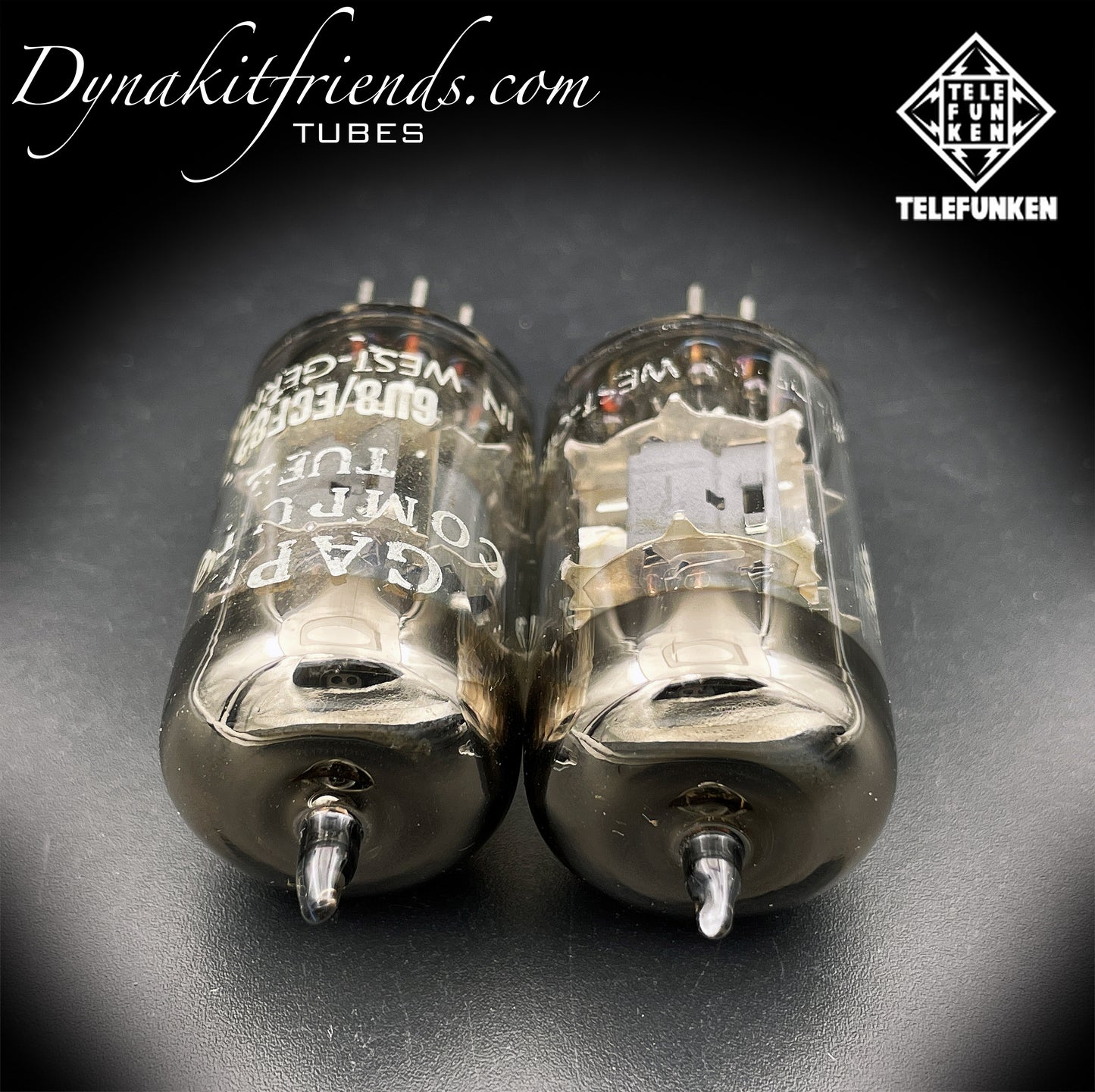6U8 ( ECF82 ) Telefunken <> Diamond bottom Same Codes Gray Plates Halo Getter Matched Tubes Made in Germany