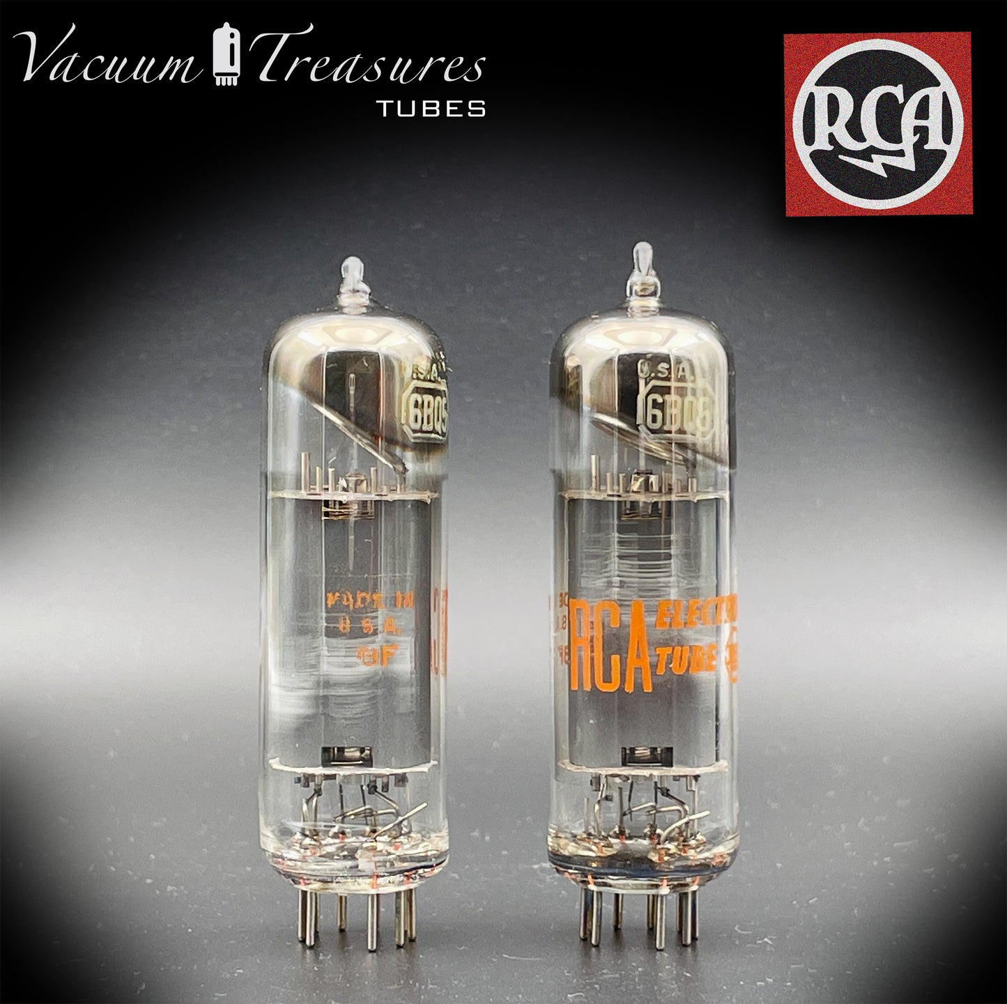 6BQ5 ( EL84 ) RCA NOS NIB Gray Plates Disc Halo Getter Tested Pair Tubes Made in USA '66