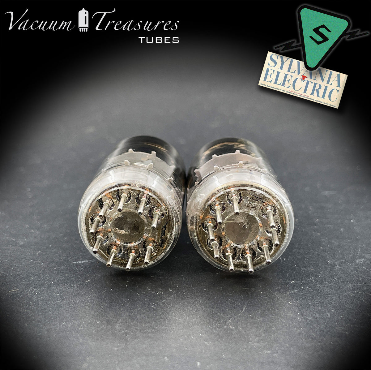 ECC88 / 6DJ8 SYLVANIA AMPLITREX Matched Pair Halo Getter Tubes Made in USA
