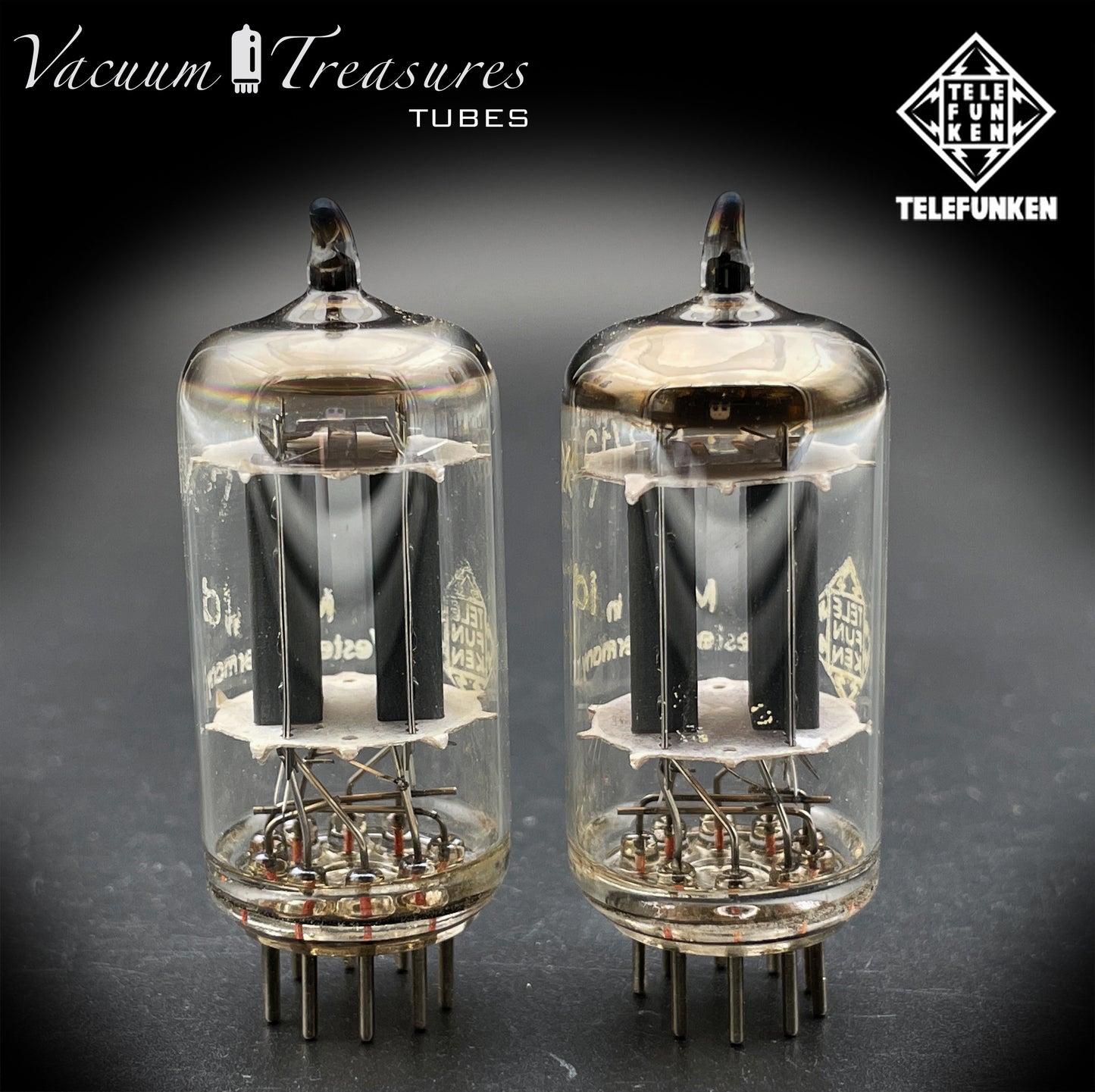 12AX7 ( ECC83 ) NOS TELEFUNKEN Ribbed Plates Diamond <> Bottom Matched Tubes Made in Western Germany