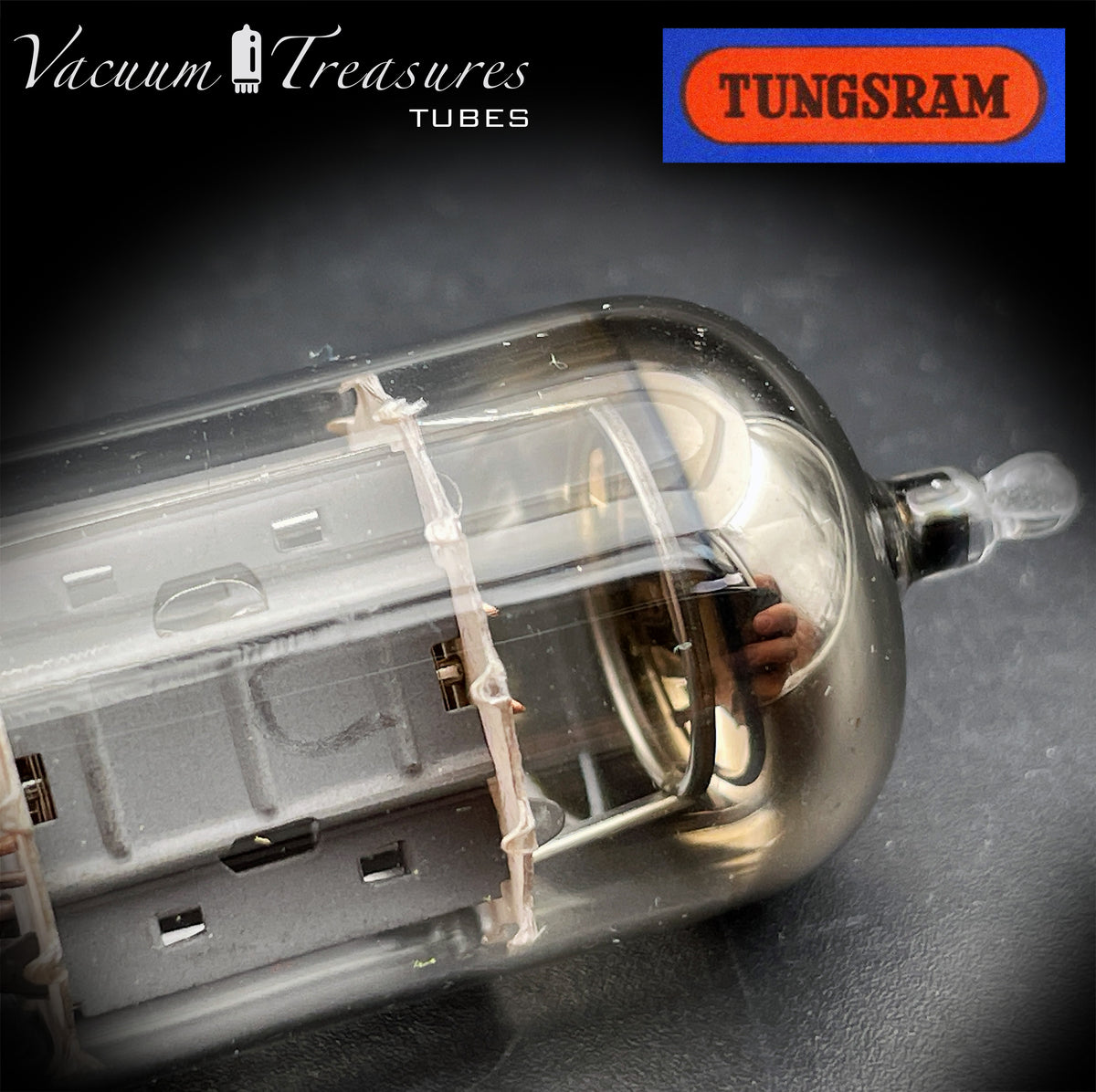 12AX7 / ECC83 TUNGSRAM Short Gray Plate Dual Post Halo Getter Tube Made in Hungary