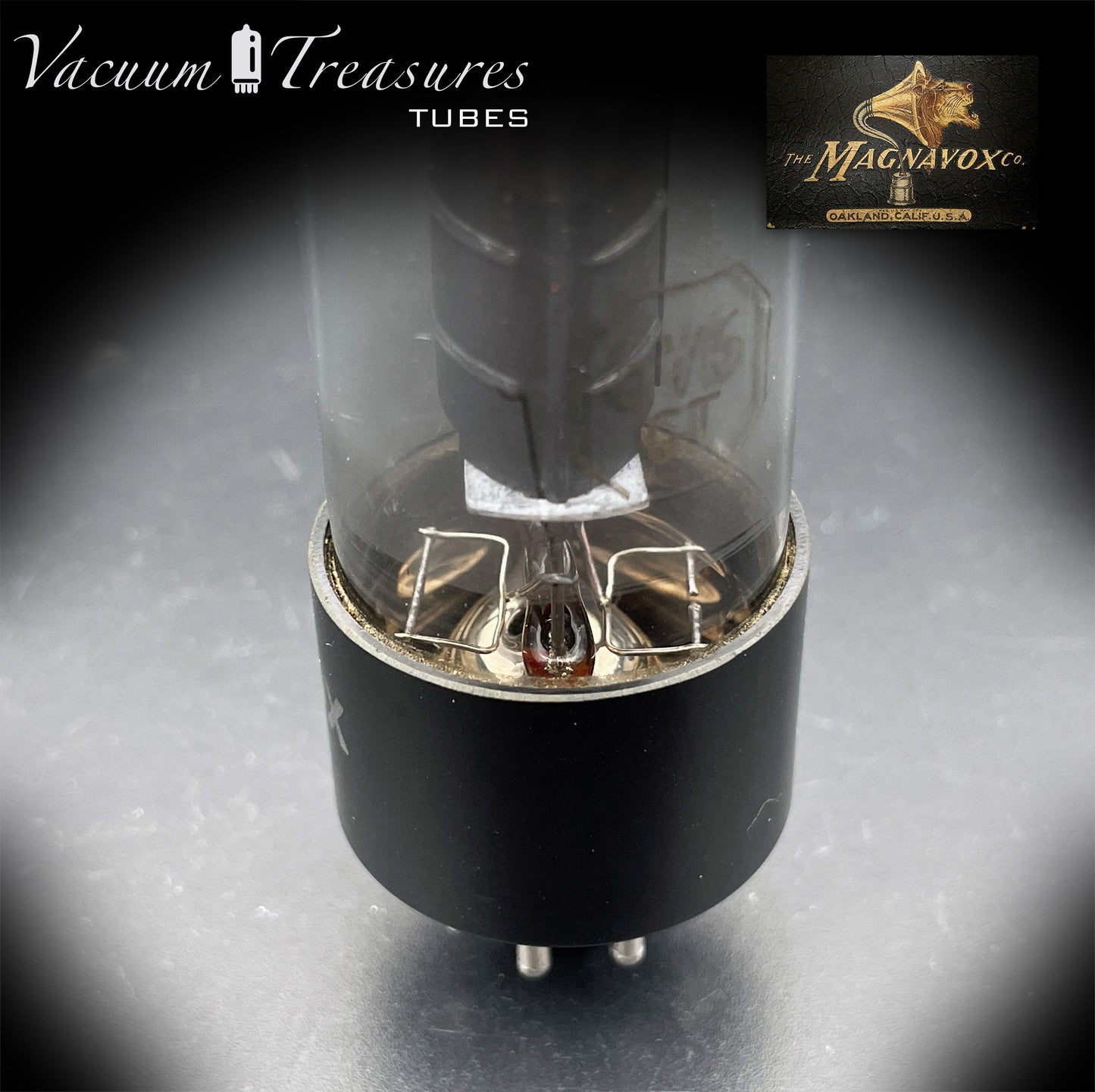 6V6GT Magnavox by RCA Smoked Glass AMPLITREX Tested Tube Black Plate DD Getter Made in USA '55